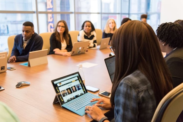 A workplace meeting