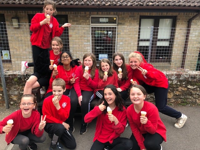 St John’s pupils with free ice cream