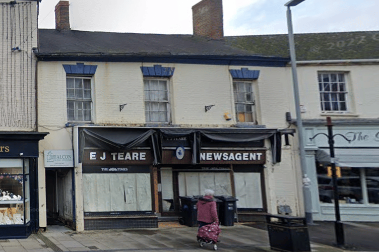 The shuttered newsagent in Wellington town centre