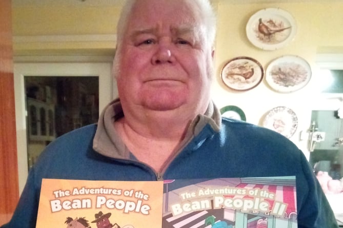 Steven Carr displays the Adventures of the Bean People 