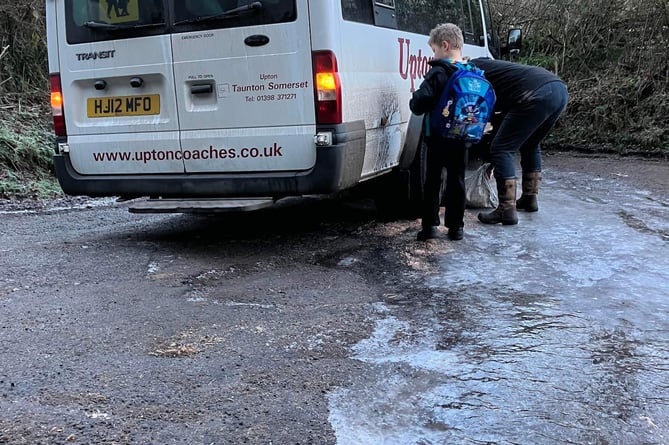 The bus pictured stuck on Churchill Lane 