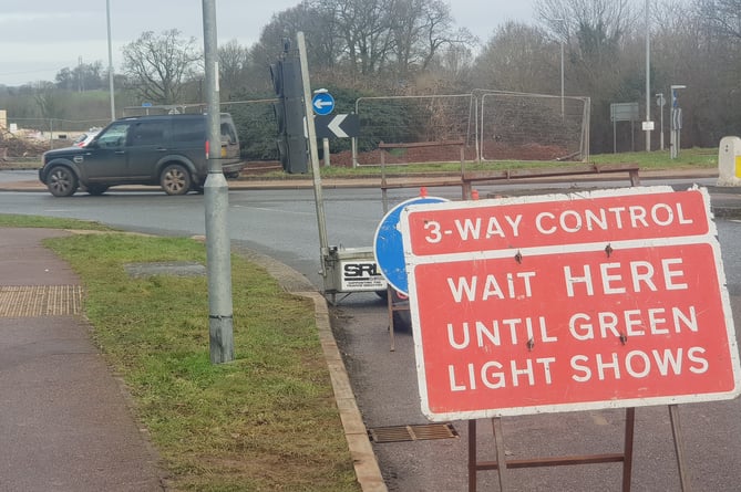 Lidl Cades roundabout roadworks traffic