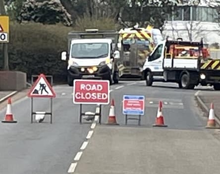 Major route closed for works by Wessex Water causing congestion