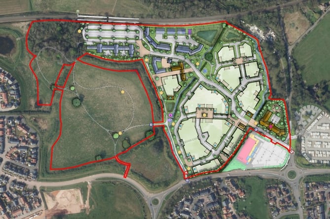 Proposed development of 220 homes, care home and employment site - including access to new Wellington railway station 