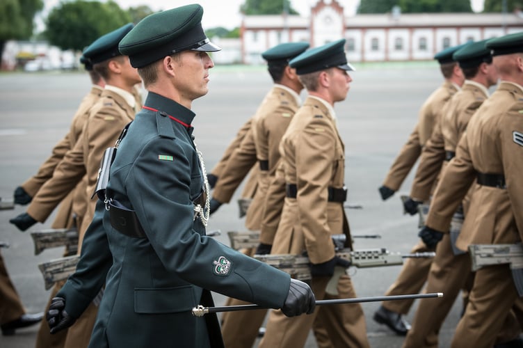 The 5th Battalion The Rifles (5 RIFLES) bid farewell today to Paderborn Germany which has been their home since 5 RIFLES was formed in 2007, previously the 1st Battalion The Light Infantry. 5 RIFLES will move to Bulford Camp in the UK as part of the Army 2020 restructuring. 

On their final parade 5 RIFLES were inspected by their Royal Colonel, Her Royal Highness the Countess of Wessex who was escorted by Assistant Colonel Commandant of The Rifles, Lt Gen Tim Evans CBE DSO. The Parade was also inspected by Brigadegeneral Peter Gorgels, Commander Landeskommando NRW, Commander 20th Armoured Infantry Brigade, Brig Ian Mortimer, Brig Tom Copinger-Symes OBE, Commander ISR Brigade, and Brig Edward Chamberlain, Director Army Division JCSC.

After the inspection a Royal Salute was carried out to HRH the Countess of Wessex and 5 RIFLES were awarded with the German Fahnenband. The Fahnenband is inscribed with the text Einsatz fÃ¼r Frieden und Freiheit (In Service of Peace and Freedom). The Fahnenband was presented by Brigadegeneral Gorgels. 

Accompanying music was provided by the Band of The Queen's Division and the 5 RIFLES Bugles. 

Photographer - Mr Dominic King - Army Press Office Germany