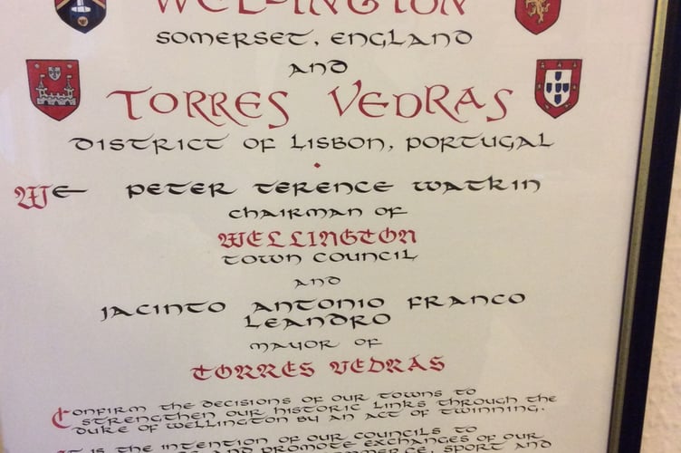 The Torres Vedras twinning scroll which specifically mentions the Duke of Wellington.