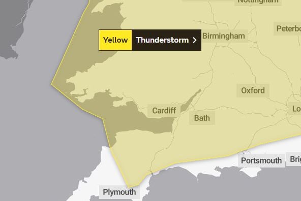 Thunderstorm warnings for Sunday