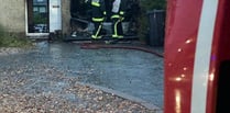 Tumble dryer sends garage up in flames