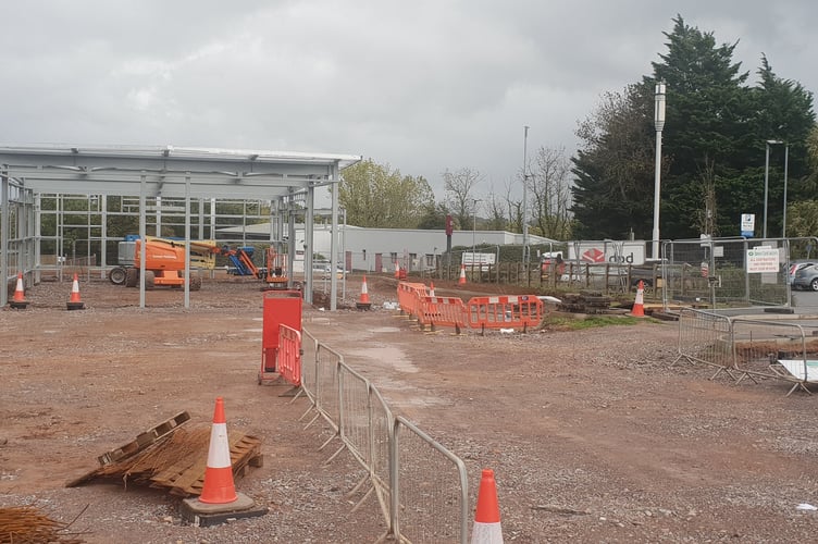 The steel framework starts to go up for Wellington's KFC restaurant.