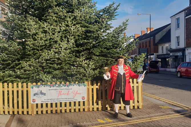 Wellington town crier Andrew Norris announcing Saturday's Christmas lights switch-on event.