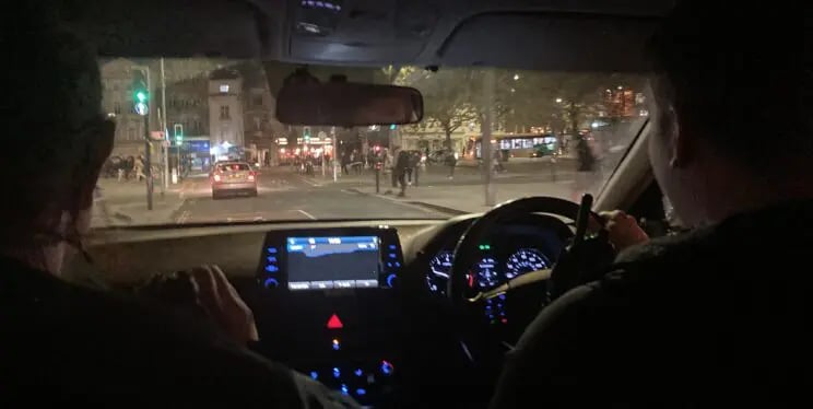 Inside a police car on patrol as part of Operation Calibre.