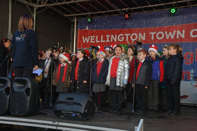 One of the school choirs who performed at the switch-on of Wellington's Christmas lights.