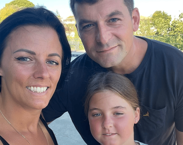 Lee and Heidi Pumfrey with their daughter Harper.