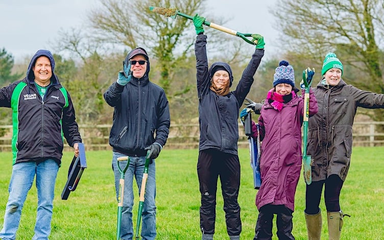 Volunteers on a Protect Earth tree planting project.