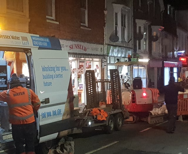 Water leak shuts town centre road