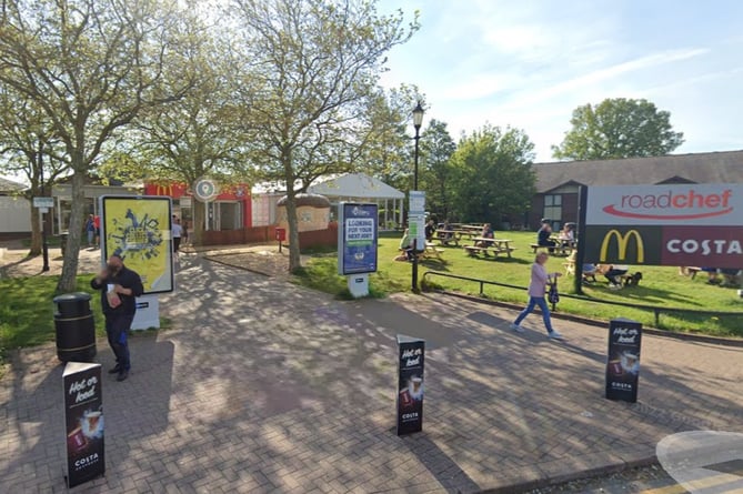 The entrance to Roadchef's southbound Taunton Deane Services on the M5 near Wellington.