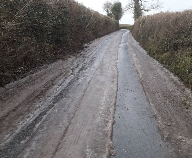 Crash on iced-up road with blocked drains