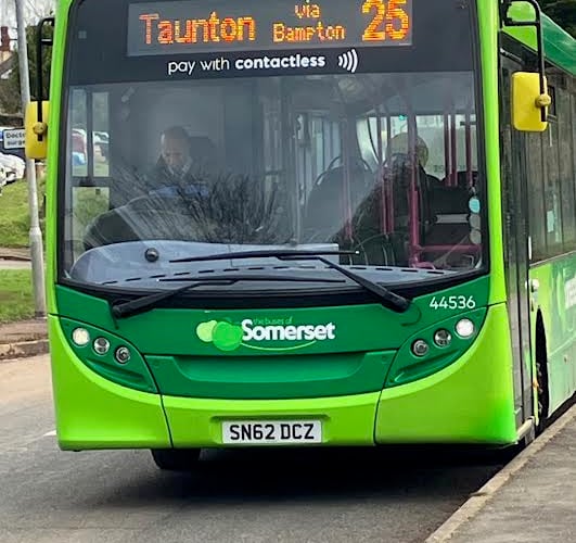 The under-threat No 25 bus from Taunton to Dulverton, which serves Wiveliscombe and other small communities.