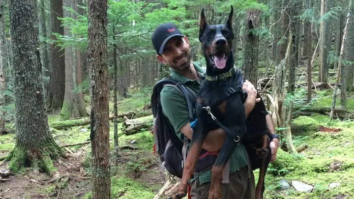 Marc Ellis with one of his beloved protection dogs.