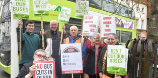 Bus cuts protest sees town's largest rally for years