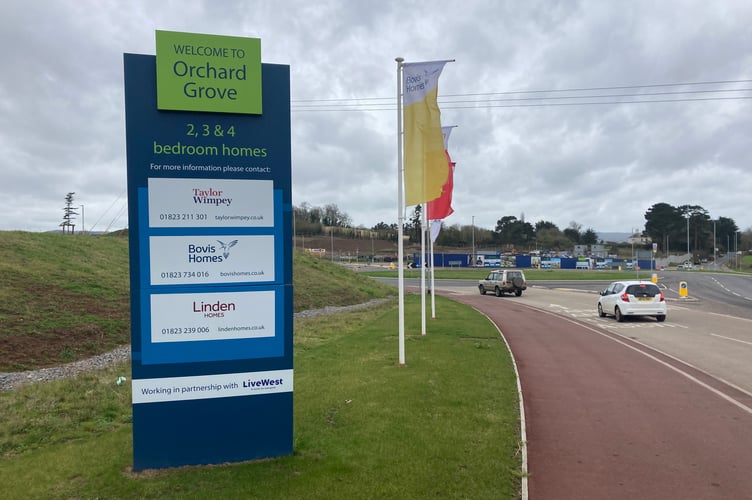 Entrance To The Orchard Grove Development On The A38 Wellington Road In Taunton