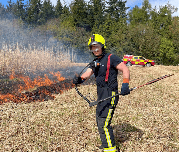 Tackling a fire which destroyed most of a 14-acre field of crops near Broomfield.