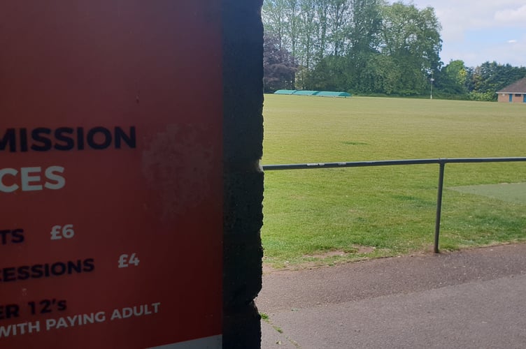 Wellington Football Club's admission fees board at the playing field.