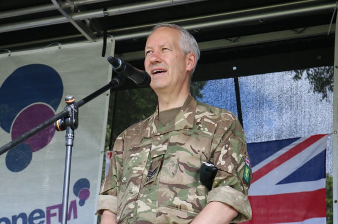 Lib Dem MP Gideon Amos (Taunton and Wellington) opening the Armed Forces Day event