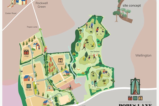 A concept plan of the proposed Persimmon Homes development in Popes Lane, Rockwell Green.