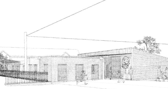 A 3D sketch of the proposed new front entrance to Stawley School. IMAGE: LED Architects.