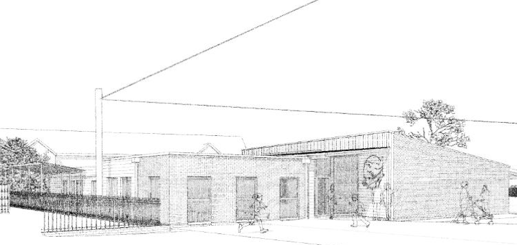 A 3D sketch of the proposed new front entrance to Stawley School. IMAGE: LED Architects.