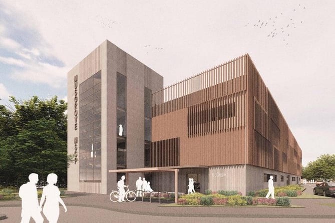 How an artist visualises a new multi-storey car park being built for Musgrove Park Hospital, Taunton. 