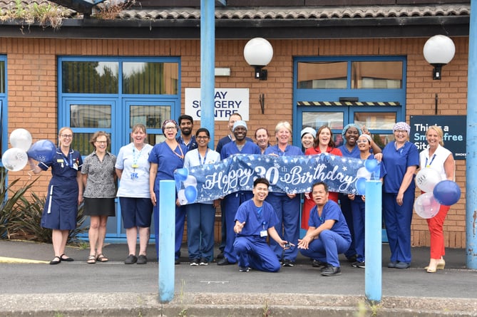 Musgrove Park Hospital day surgery staff celebrate the centre's 30th anniversary.