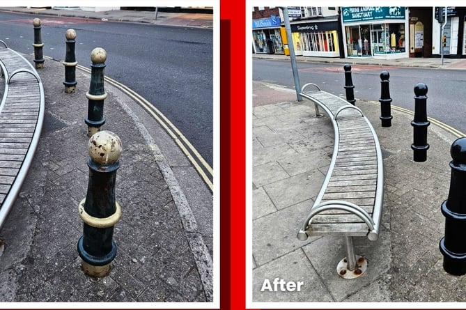 Town centre bollards given fresh lick of paint (Picture: Wellington Town Council)