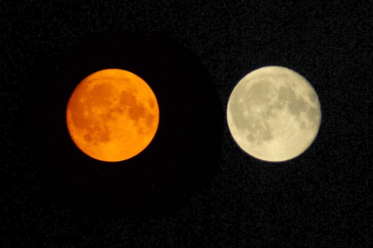 Two images of the moon taken in Wellington this week (Photo: Dave Hellyer)