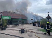 Cordon in place after major fire at Dunelm Mill