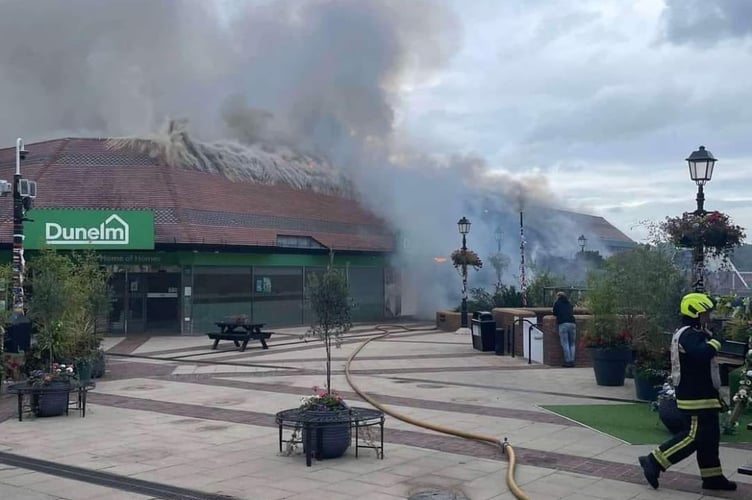 The blaze at Dunelm Mill, in Yeovil (Picture: Martock Fire Station)