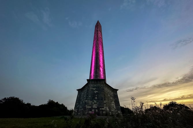 Wellington Monument lit up during Air Ambulance Week last year