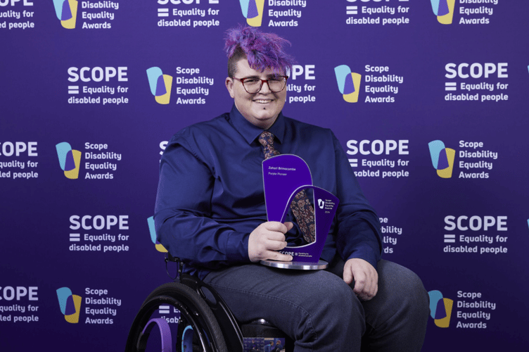 Zahari Brimacombe named Purple Pioneer by leading disability charity