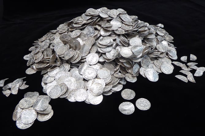 Stack of silver coins from 1066.