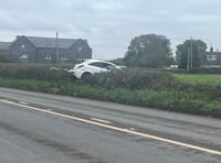 Police statement after Vauxhall Corsa ends up in hedge on A38