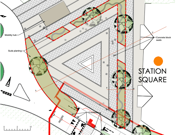 A proposed design for Wellington's triangular 'station square'. PHOTO: CarneySweeney Ltd.