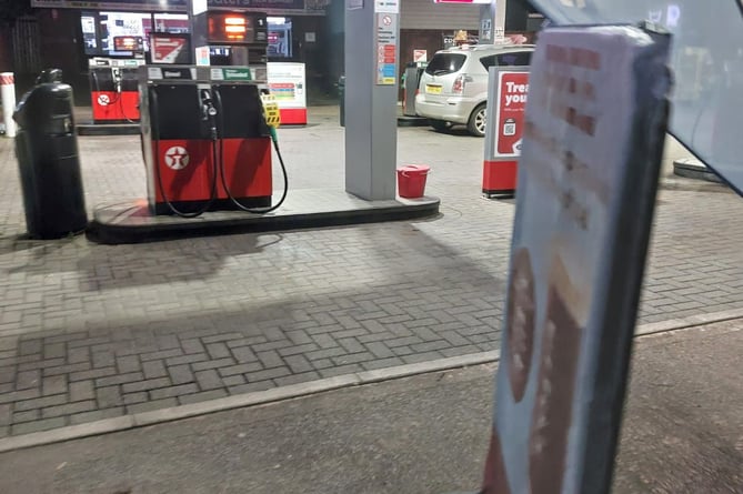 The Longforth Road Texaco petrol station had "out of use" signs on the unleaded pumps yesterday evening