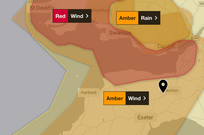 Red wind warning issued across North West Somerset for tomorrow morning