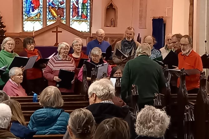 Stanchester Quire performing a pre-Christmas concert in St Mary's Church, Hemyock.