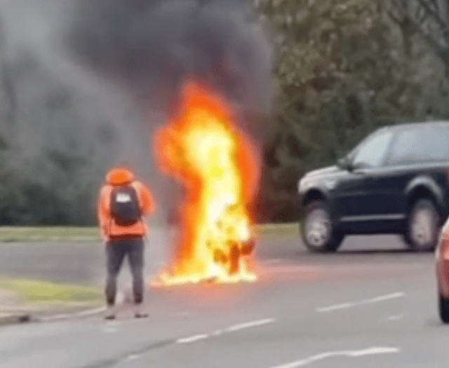 Video shows moped after it burst into flames on Wellington roundabout